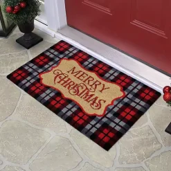 Red Plaid Merry Christmas Doormat