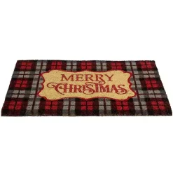 Red Plaid Merry Christmas Doormat