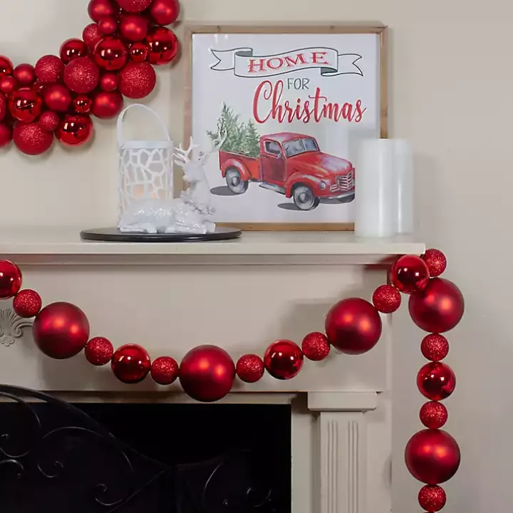 Red Shatterproof Ornament Tree Garland