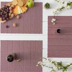 Red Textured Twill Weave Placemats, Set of 6