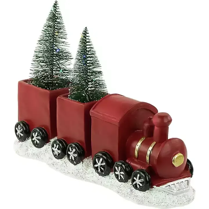 Red Train Decoration with LED Trees