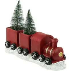 Red Train Decoration with LED Trees