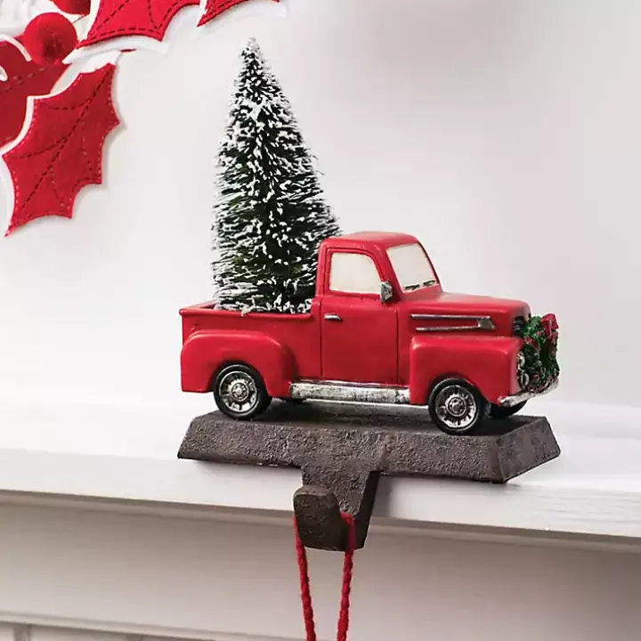 Red Truck with Tree Stocking Holder