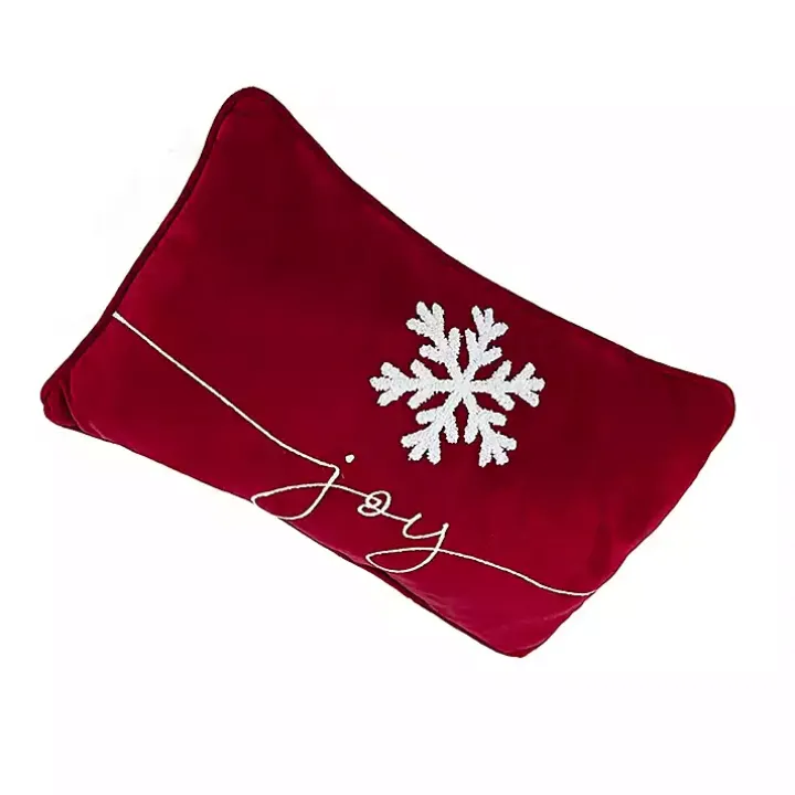 Red Velvet Joy Snowflake Lumbar Pillow