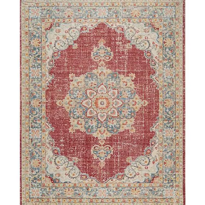 Red Vintage Medallion Area Rug, 2x3