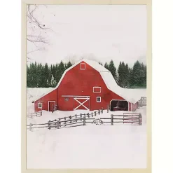 Red Winter Barn Framed Art Print
