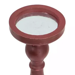 Red Wood Spindle Taper Candle Holders, Set of 5