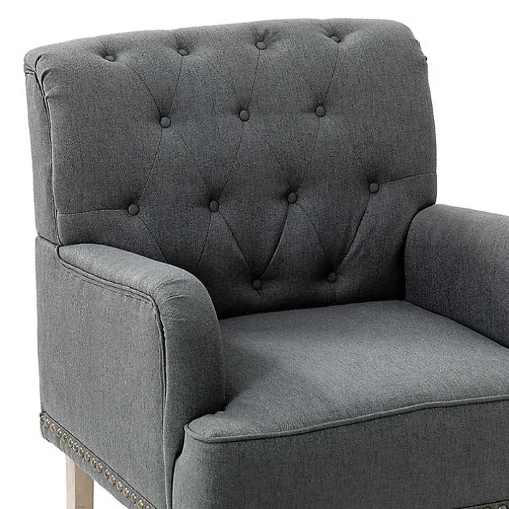 Reginald Charcoal Button Tufted Armchair