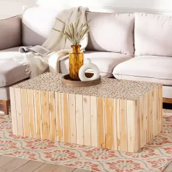 Repurposed Wood Logs Rectangle Coffee Table