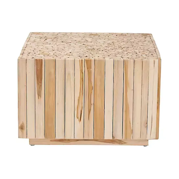 Repurposed Wood Logs Square Coffee Table