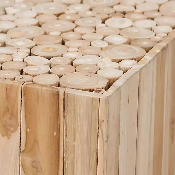 Repurposed Wood Logs Square Coffee Table