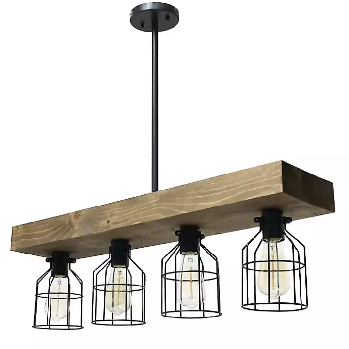 Restored Wood 4-Light Pendant Light