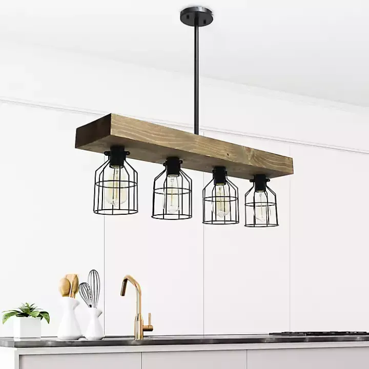 Restored Wood 4-Light Pendant Light