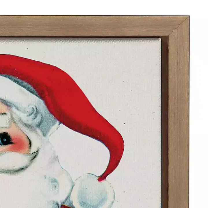 Retro Santa with Martini Framed Canvas Art Print