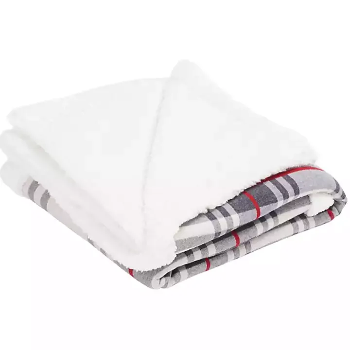 Ribbon Plaid Print Throw