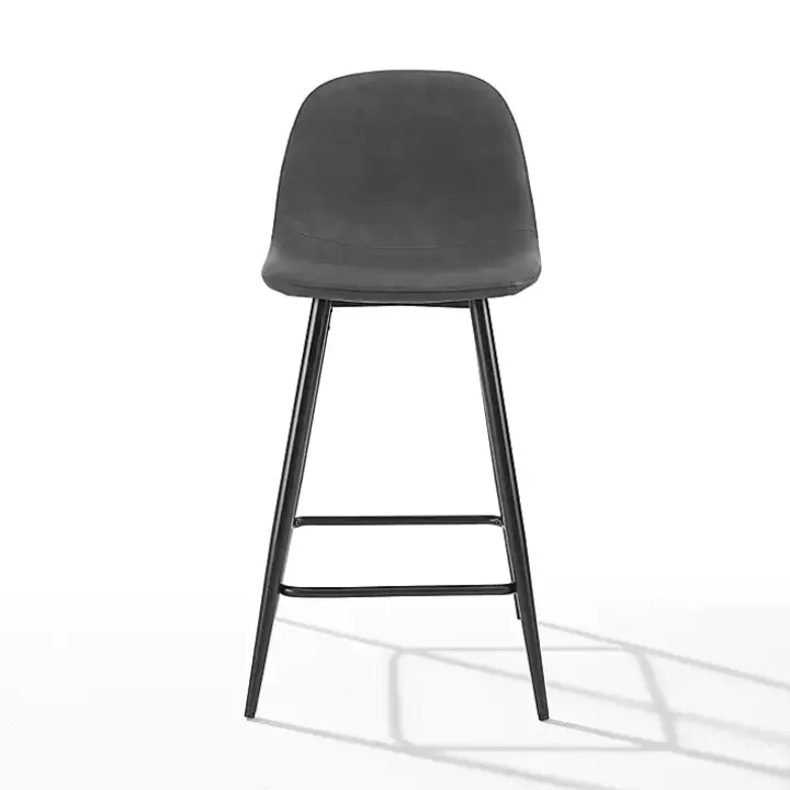 Rorke Black Faux Leather Counter Stools, Set of 2