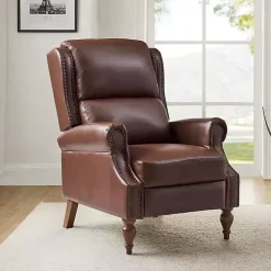 Rosalie Brown Faux Leather Manual Recliner