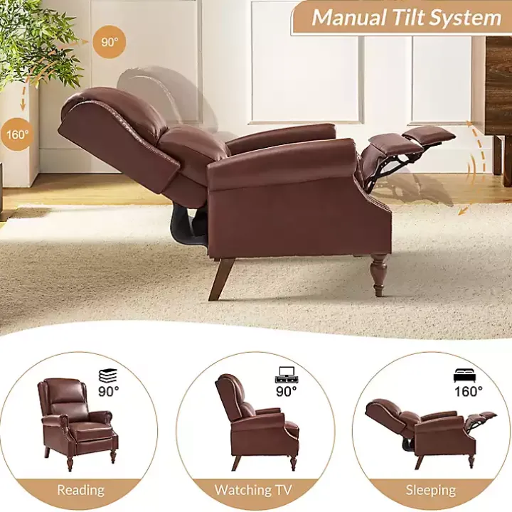 Rosalie Brown Faux Leather Manual Recliner