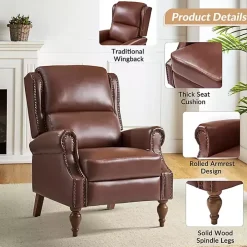 Rosalie Brown Faux Leather Manual Recliner