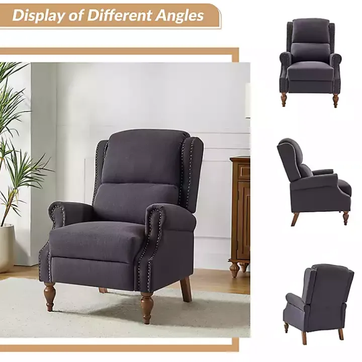 Rosalie Charcoal Upholstered Manual Recliner