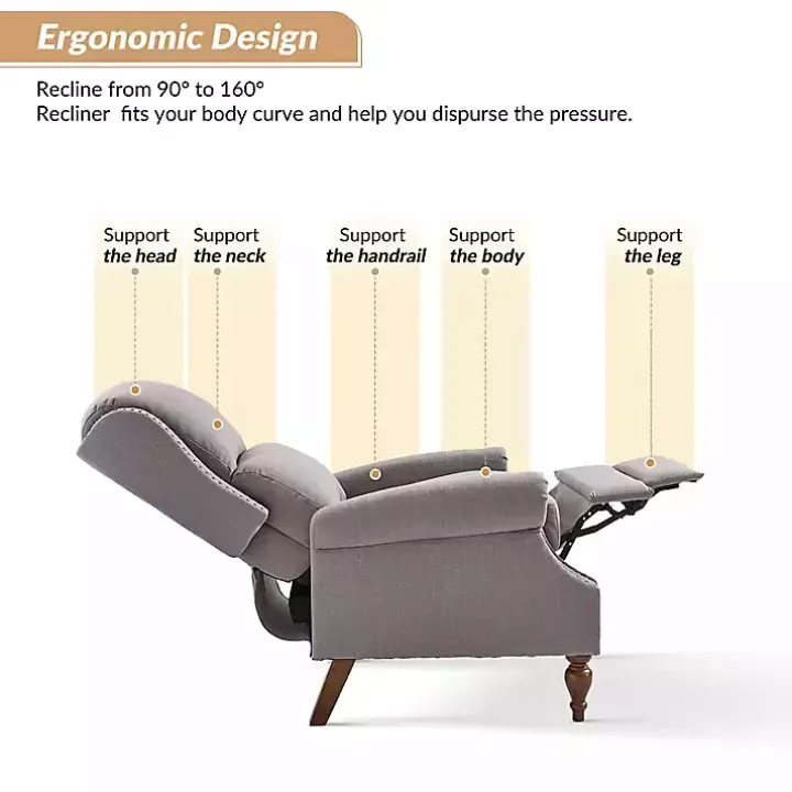 Rosalie Light Gray Upholstered Manual Recliner