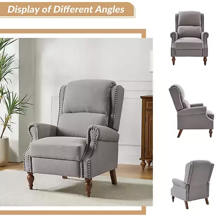 Rosalie Light Gray Upholstered Manual Recliner