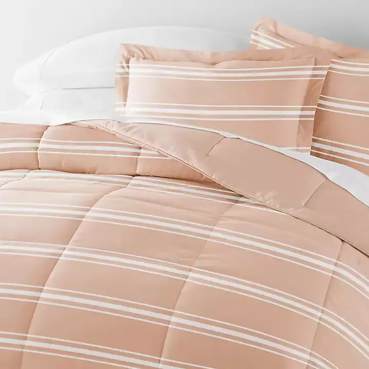 Rose Striped Reversible 3-pc. King Comforter Set