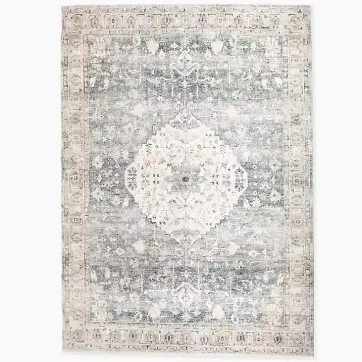 Rosette Dusty Aqua Area Rug, 7x9