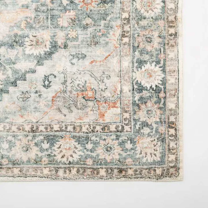 Rosette Green and Ivory Area Rug, 5x7