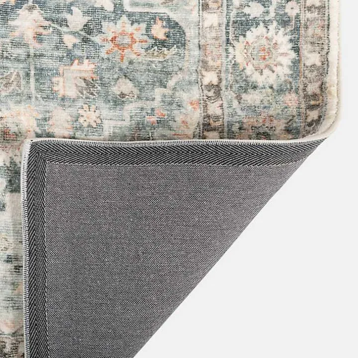 Rosette Green and Ivory Area Rug, 5x7