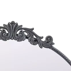 Round Antique Black Floral Scroll Mirror, 39 in.
