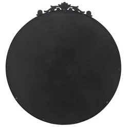 Round Antique Black Floral Scroll Mirror, 39 in.