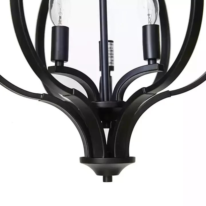 Round Black Iron Ornate Pendant Light