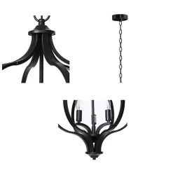 Round Black Iron Ornate Pendant Light