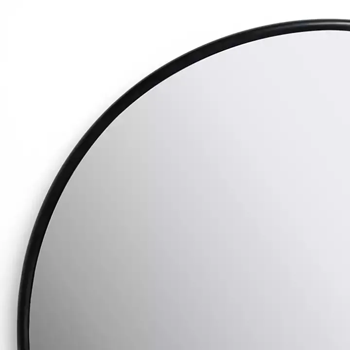 Round Black Nouveau Linear Wall Mirror, 20 in.