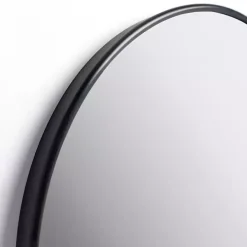 Round Black Nouveau Linear Wall Mirror, 20 in.