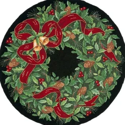 Round Black Vintage Poster Hooked Accent Rug