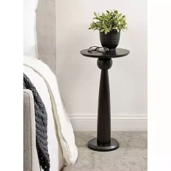 Round Black Wood Jess Accent Table