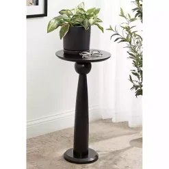 Round Black Wood Jess Accent Table