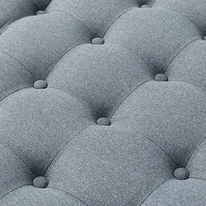 Round Blue Cepheus Tufted Ottoman