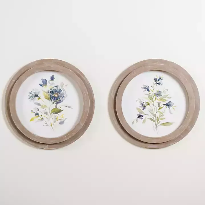 Round Blue Florals II Framed Art Print