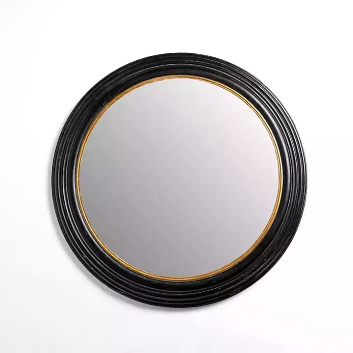 Round Bodiford Black and Gold Wall Mirror