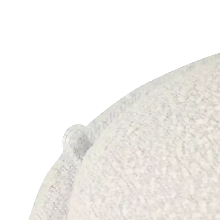 Round Cream Boucle Storage Ottoman