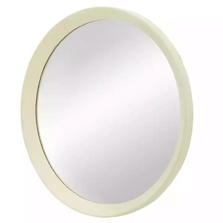 Round Cream Mango Wood Wall Mirror