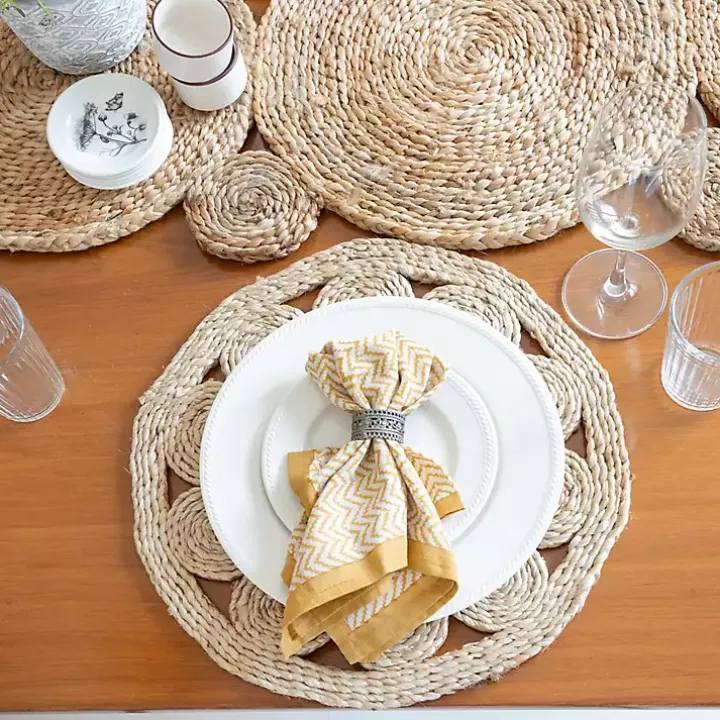Round Decorative Braided Jute Placemats, Set of 2