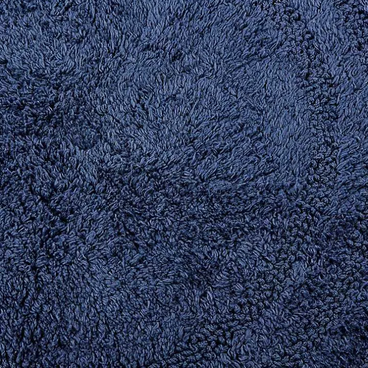 Round French Blue Crochet Bath Mat, 28 in.