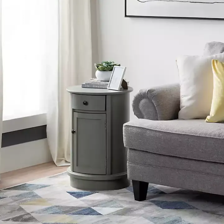 Round Gray Beckly Accent Table