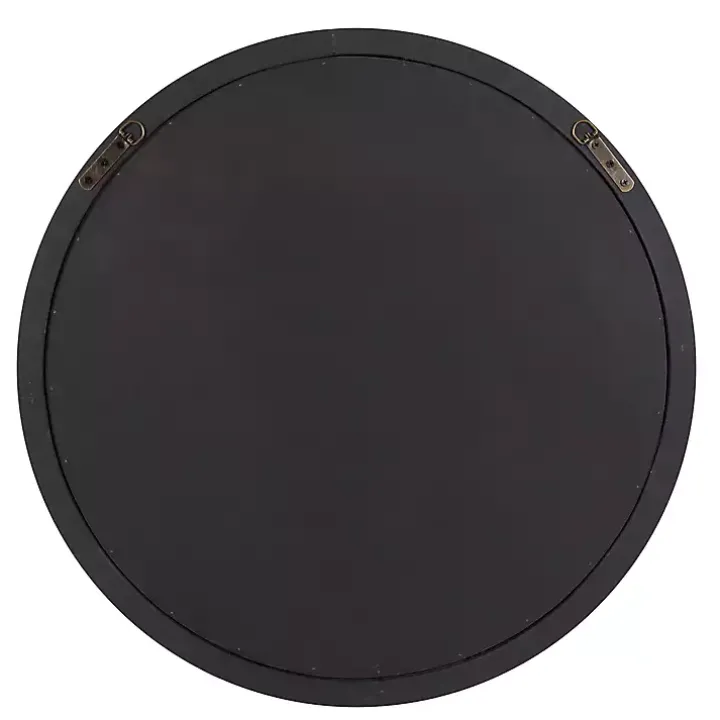 Round Gray Mansell Wood Wall Mirror