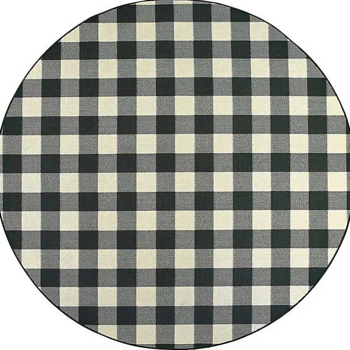 Round Madura Buffalo Check Outdoor Area Rug, 7 ft.