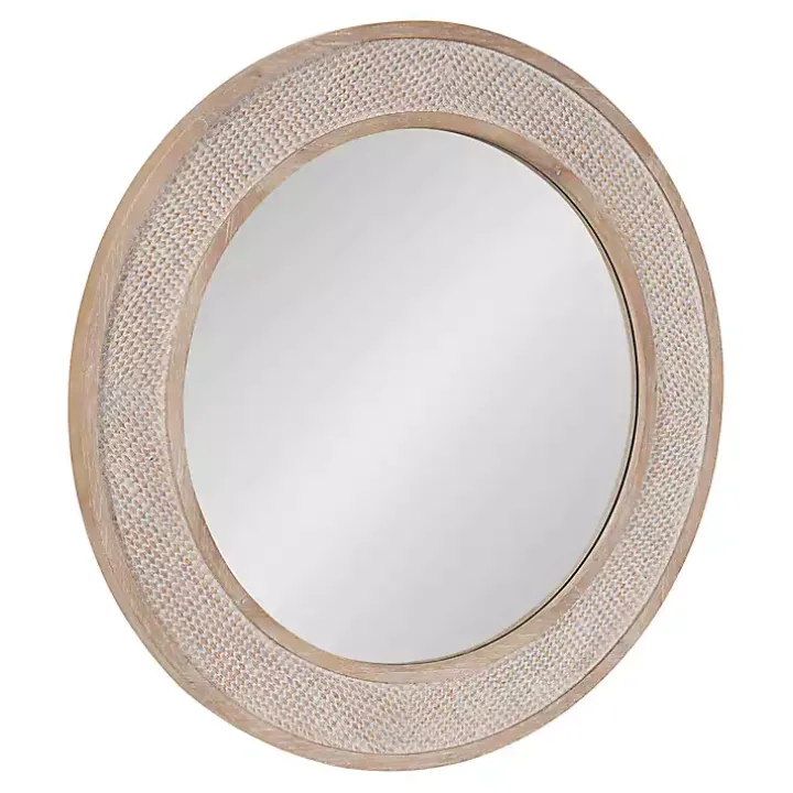 Round Natural Rattan Wall Mirror